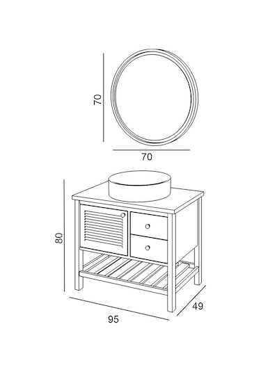 Denko Smarto 95 Cm Mdf Beyaz Banyo Dolabı Takımı + Boy Dolabı Beyaz