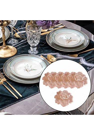 Suntek 6 Adet Çiçek Placemat Pvc Batı Tatil Gül-altın Gül Altın