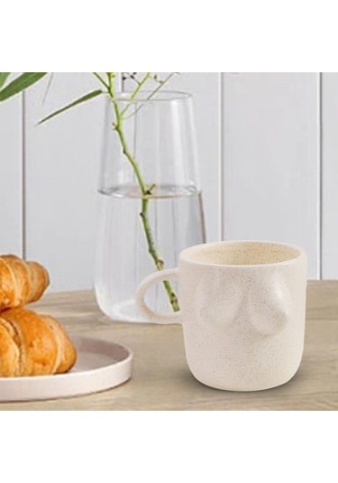 Suntek Kadın Vücut Sanatı Seramik Su Bardağı 300ml Ev Bej Bej