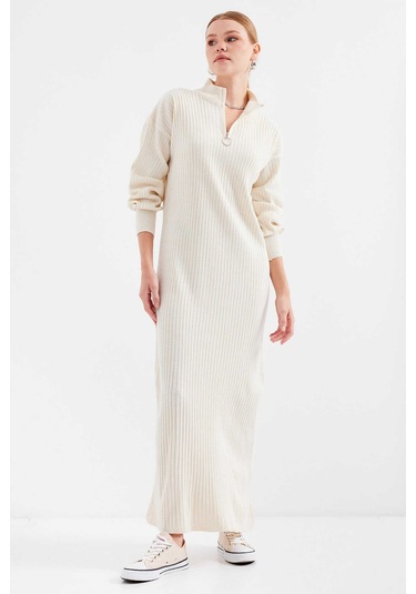 Gabria Fitilli Triko Elbise Ekru