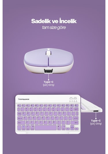 Tablet Ve Telefonlar İçin Bluetooth - Wireless Klavye Ve Mouse Set - Pembe Diğer