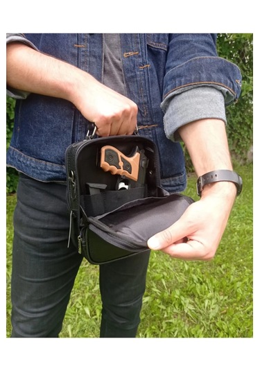 Çantachım Tabanca Bölmeli El Ve Omuz Taşıma Çantası Siyah