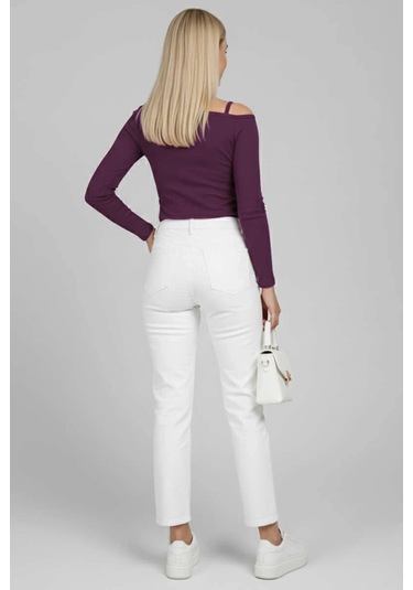 Tek Omuz İpli Bluz Mürdüm T4328 Mürdüm