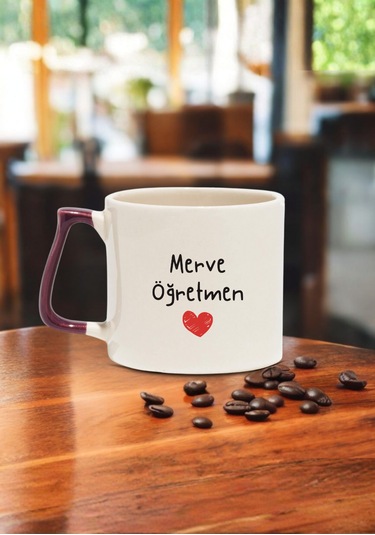 Öğretmenler Günü Kişiye Özel Renkli Kulplu Öğretmen Kupası Lila