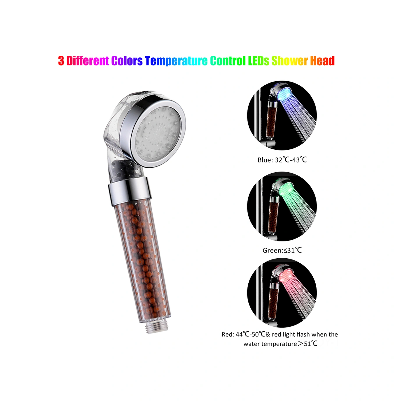 Youmex 12 Led Isı Algılayıcı Renk Değiştiren Duş Başlığı, Otomatik Aydınlatma, Tüm Standart Bağlantılarla Uyumlu Diğer
