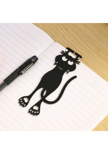 Ayraç Meraklı Kedi Renk Siyah Kedi Şeklinde 12cm Plast