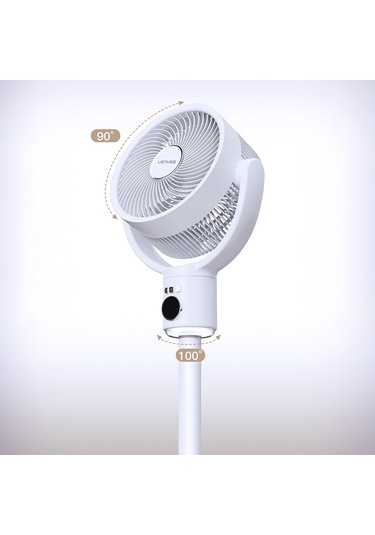 Lenyes Lhf10 Dijital Led Göstergeli 5 Kademeli Uzaktan Kumandalı Uzayabilen Gövdeli 10 İnç Fan Beyaz