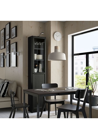 Cam/panel Kapaklı Kitaplık, Siyah Meşe Görünümlü, 40x30x202 Cm Siyah Cam/panel Kapaklı Kitaplık, Siyah Meşe Görünümlü, 40x30x202 Cm Siyah