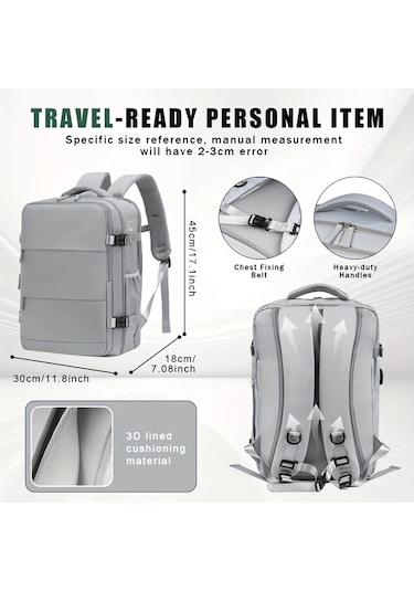 Dashanshop Siyah Vakum Sırt Çantası Pompasız Kadınlar İçin Seyahat Sıkıştırma Bavul Taşınabilir Laptop Çantası Ayarlanabilir Askılar Çok Bölmeli Altın