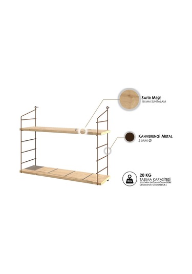 Decormet Armoni Raf Seti 2 Raflı 200 720 Safir Meşe - Malibu Ahşap