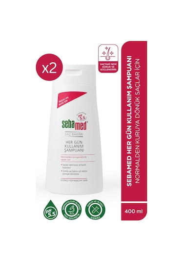 Sebamed Besleyici ve Onarıcılı Normal ve Kuru Saç Tipine Uygun Her Gün Kullanım Şampuan 400 ML - 2 li Set