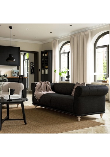Ikea Antrasit Şık Kanepe - 3'lü Kanepe