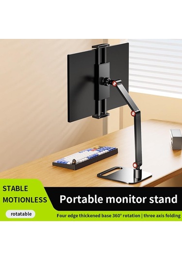 Gajeena Siyah Üç Bölmeli, 360 Derece Dönebilen, Masa Üstü Klemli, Kolay Kurulumlu, Taşınabilir Tablet/monitör Tutucu - Ev Ofisi Ve Oyun İçin Uygun
