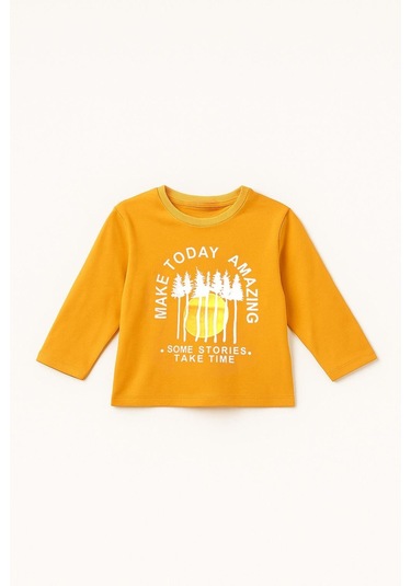 Erkek Çocuk %100 Pamuk Baskılı Uzun Kollu Tişört - Hardal 3-4 Yaş 8-9 Yaş Hardal Sarı Erkek Çocuk %100 Pamuk Baskılı Uzun Kollu Tişört - Hardal 3-4 Yaş 8-9 Yaş Hardal Sarı