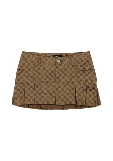Misbhv Biscotto Monogram Kloş Etek - , Jacquard Desenli Mini Etek Kahverengi