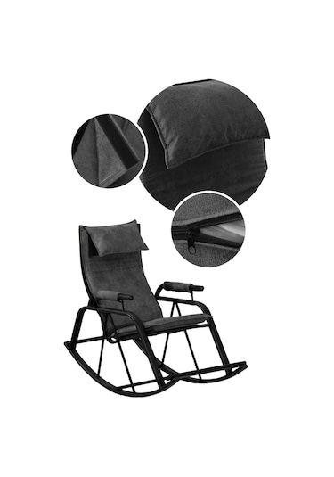 Sallanan Sandalye, Metal Ayaklı Tv Koltuğu, Sallanır Dinlenme Koltuğu, Demonte Sallanan Berjer Gri