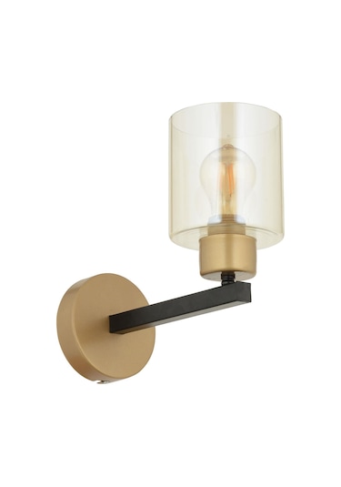 Jade Eskitme Siyah Boyalı Bal Camlı Duvar Lambası Yatak Odası-Ban Siyah