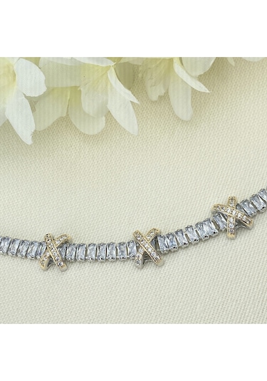 X Bileklik Xoxo Baget Zirkon Su Yolu Çelik Silver-Gold