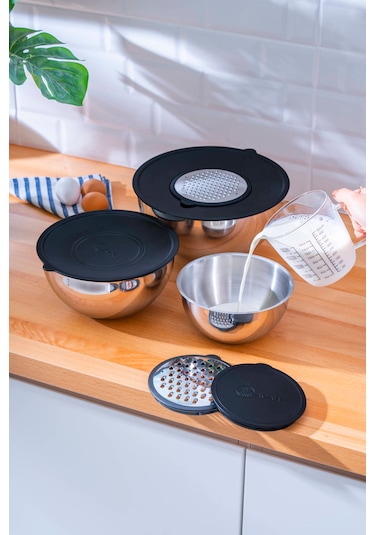 Acar Karat 17120 Çelik Rendeli 9 Parça Karıştırma Kabı