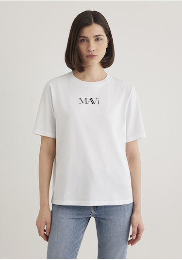 Mavi - Mavi Logo Baskılı Beyaz Tişört 1611594-620 Beyaz