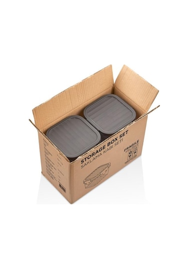 Golden Rod 6 Adet Sızdırmaz Kare Saklama Kabı Seti Siyah