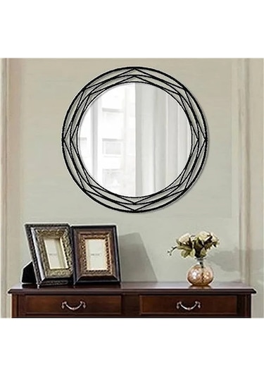 Favdecor Modern Metal Dekoratif Duvar Aynası Siyah