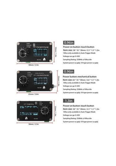 Trendooze Tek Osiloskop Osiloskop Örnekleme Oled Ölçüm Mini Metal Khz Kanallı İnç Hızı Ekran Düğme Dokunmatik Buton Basit Ayarı 250 0.96 Ba