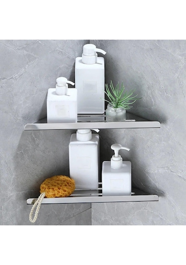 Siyah Banyo Rafı Köşe Duş Rafı Sondaj Yok 304 Paslanmaz Çelik Köşe Organizatör Depolama Ağır Hizmet Tipi Içi Boş Şampuan Rafı Siyah