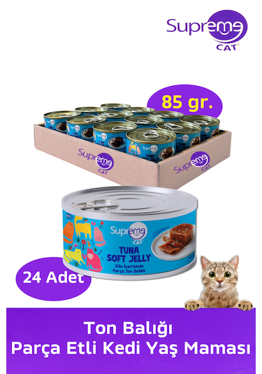 Supreme Ton Balığı Parça Etli Konserve Kedi Yaş Maması 24 x 85 G