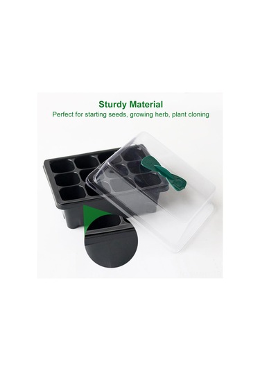 Monyee 5'li Siyah 12 Hücreli Fidancı Seti - Nem Kontrollü Kapağı, Su Drenajlı Tabani Ve Bahçe Araçlarıyla Fidan Yetiştirme Kutusu