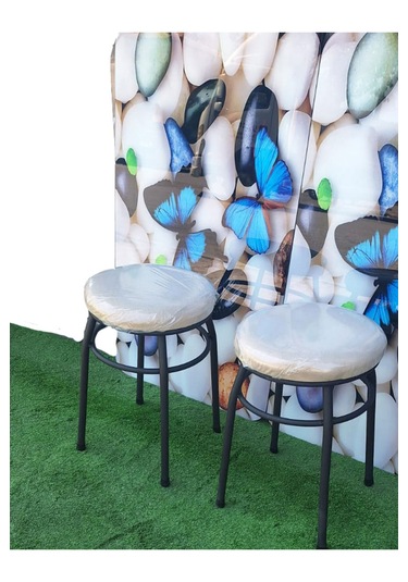 2'li Tabure Statık Ayaklı Krem