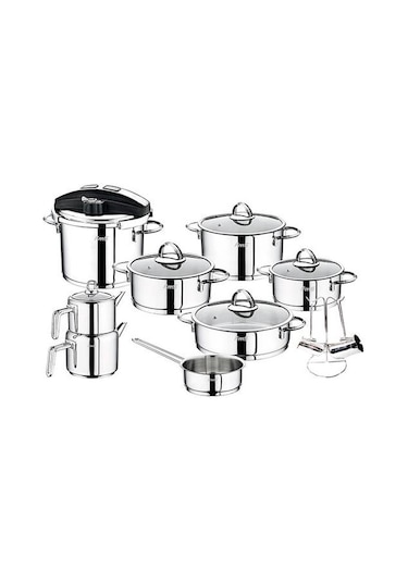 Fms Silver Gümüş 18 Parça Çelik Çeyiz Tencere Takımı 6012