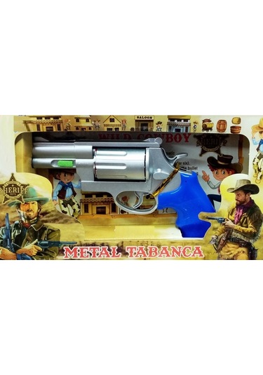 Oyuncak Kapsül Tabancası Oyuncak Metal Tabanca Gümüş Mavi Renk Tabanca Oyuncak Silah Karne Hediyesi