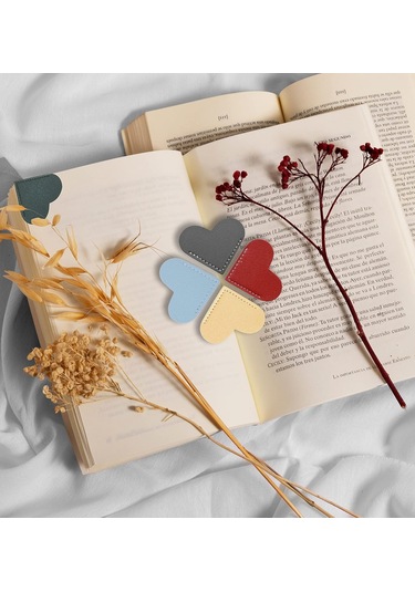 Kadınlar İçin 6 Adet Kalp Şeklinde Deri Ayraç, Sevimli Köşe Ayrac