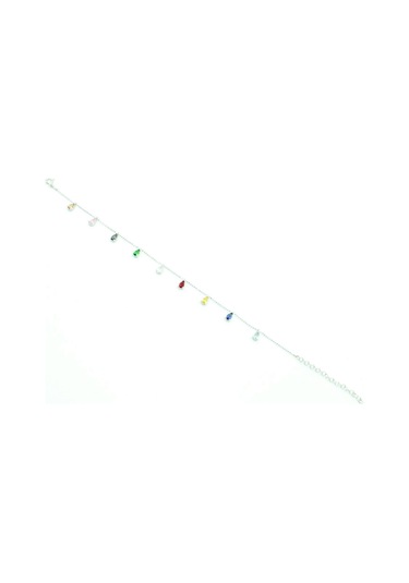 Karışık Renkli Taşlı Halhal Gümüş Bayan Halhalı Kadın Halha