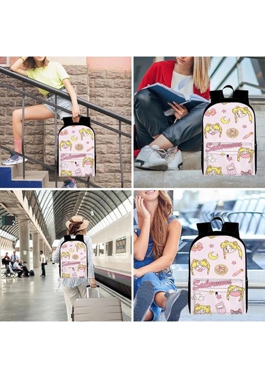 Trendooze Uygun, Siyah Siyah Siyah Sırt Seyahat, Sailor Organizasyon Moon Kawaii Karikatür, İş İnç İle, İçin, Genç, Dizüstü Çoklu Cf76 Çantası, Çalışması Bölmeleri Bilgisayara 15.6 Ge Siyah