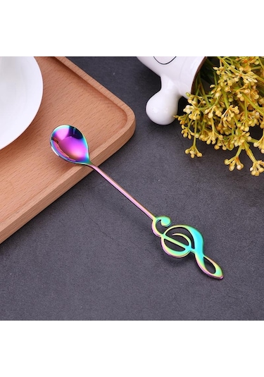 Çok Renkli Paslanmaz Çelik Müzik Notaları Kahve Kaşığı Karıştırma Fincan Kaşık Müzik Çubuğu Dondurma Kaşığı Mutfak Aracı Kaşık Aksesuarları