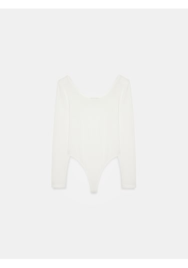 Dilvin 32776 Oval Yaka Bodysuit-ekru