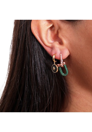 Masaliko 925 Ayar Yıldız Gümüş Küpe, Altın Kaplama, Günlük Sade Kullanım Altın