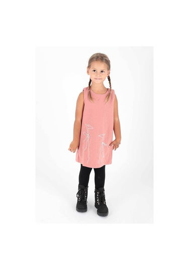 Ahenk Kids Kız Zürafa Baskılı Elbise Ak520567 Gül Kurusu Gülkurusu