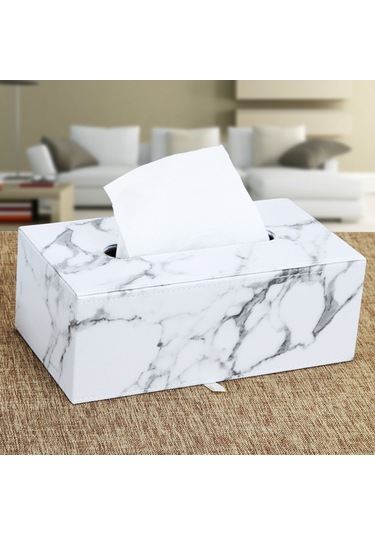 Youmex Lüks Mermer Desenli Kağıt Havlu Kutusu - Ev Otel Restoran Dekorasyonu - Büyük Boy Kareli Ev Gereci