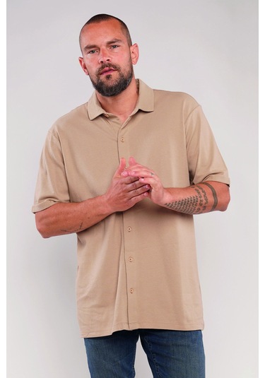 Gabria Katlama Kol Erkek Gömlek Vizon