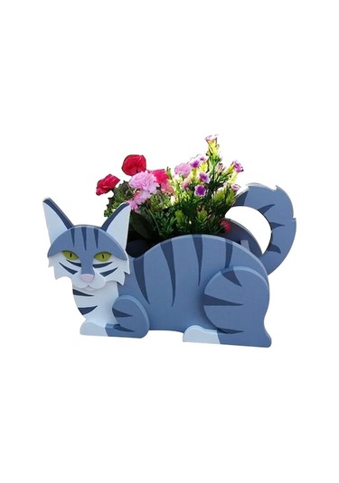 Pvc Materyal Kedi Şekilli Bahçe Süs Bitki Saksısı, Dış Mekan Dekorasyonu, 34x24 Cm, Succulent Ve Çiçek Açıcı, Kolay Temizlenir