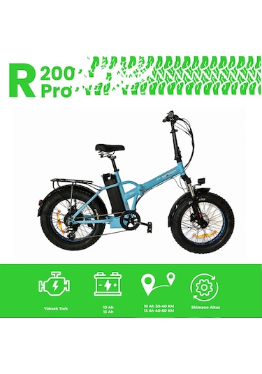 Roxform R-200 Pro Elektrikli Katlanabilir Bisiklet 10ah Shimano Altus Hidrolik Fren Şehir Bisikleti Titanyum Mavi