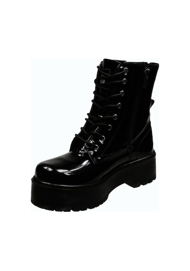 M.p. 232-1425 Zn Kadın Siyah Rugan Yüksek Taban Bot-siyah Siyah