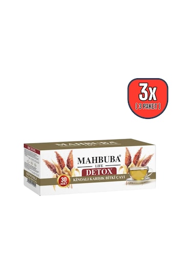 Mahbuba Kinoalı Karışık Detox Diyet Glutensiz Form Bitki Çayı 1 Aylık - 30 Kullanım Net 60gr X 3