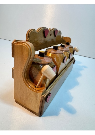 Ceren Wooden Doğal Ahşap Set Baharatlık