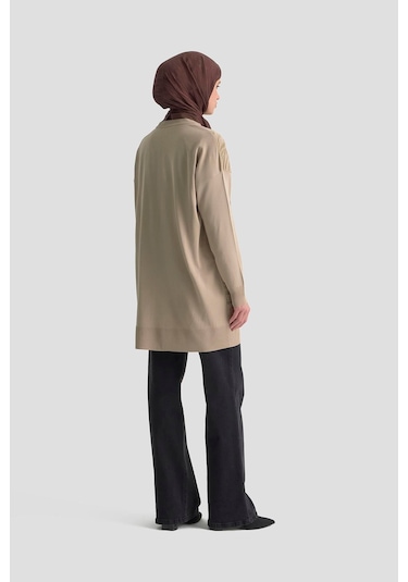 Armine Leopar Desen Triko Tunik 25ktd4116 Bej Bej