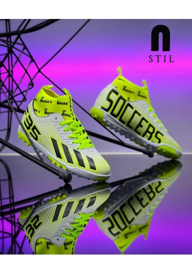 Erkek Çocuk Halısaha Çoraplı Çivisiz Futbol Spor Ayakkabısı F35hs Beyaz - Sarı