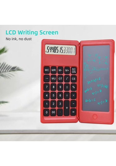 Singree Katlanabilir 6 İnç Lcd Yazı Tahtası Ve 12 Haneli Hesaplama Fonksiyonlu Çok Amaçlı Dijital Not Defteri 112 Karakter Kırmızı
